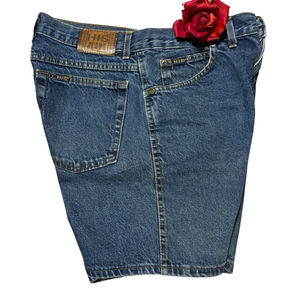 H.I.S. Denim Blue Jean Shorts W 31 100% cotton made in USA casual modest EUC